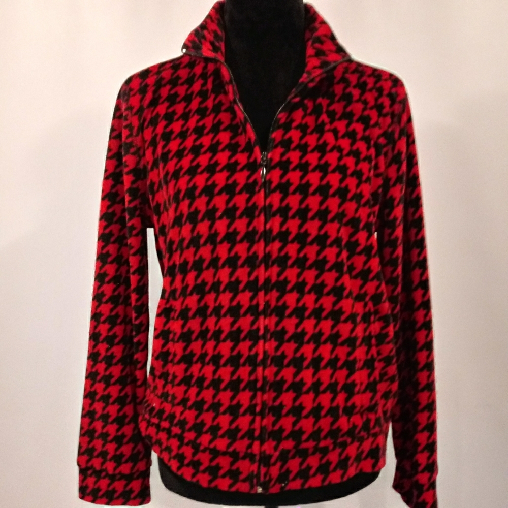 KIM ROGERS Petite M Red/Black Houndstooth Jacket